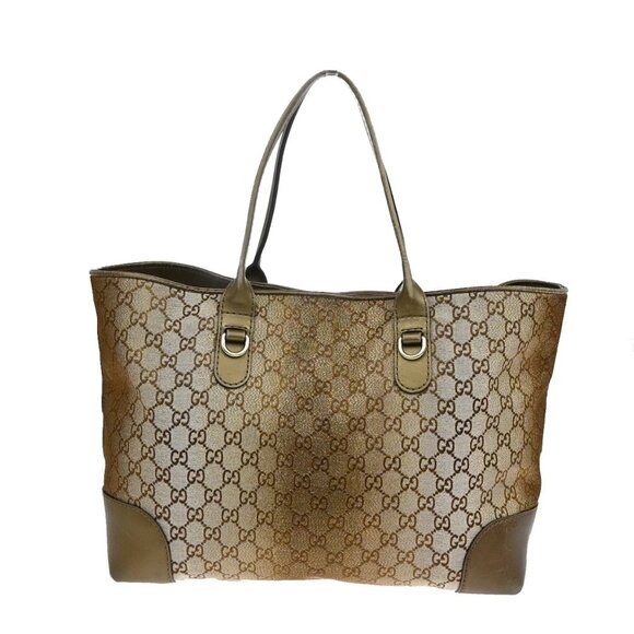 GUCCI Logo Heart Bit GG Bamboo Shoulder Bag Canvas Leather Bronze GHW 31YH569 - Picture 4 of 16